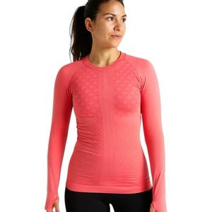 Climawear Hot Coral Pink Workout Compression Long Sleeve Shirt Thumb Holes